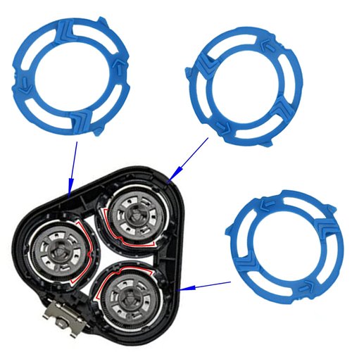Philips Norelco SH50 Replacement Heads - 6-Pack with Blade Retaining Rings for 5000 Series