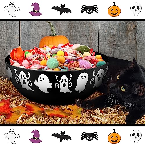 Black Ghost Halloween Candy Bowl Set - Trick or Treat Serving Bowls, 6 Pieces