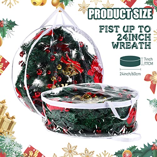 24-Inch Clear Christmas Wreath Storage Bags - Set of 4