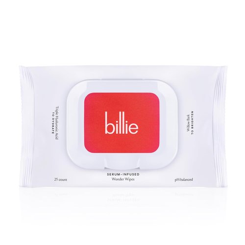 Billie Wonder Wipes - Makeup-Removing Face Wipes with Hyaluronic Acid & Witch Hazel | 25 Count