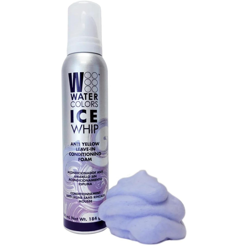Watercolors Ice Whip Leave-In Conditioning Foam - Anti-Yellow Mousse for Blonde & Gray Hair | Violet Purple 6.5 oz