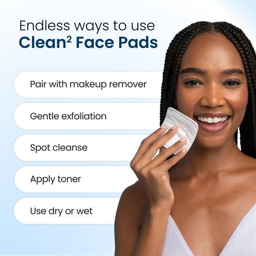 Clean Skin Club Clean² Pads 2.0 - Ultra Soft Organic Cotton Face Pads | Triple Layer Design, No Shedding