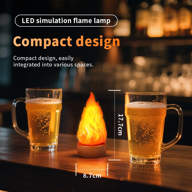 Rechargeable LED Flame Night Light with 3 Modes - Cozy Table Decor