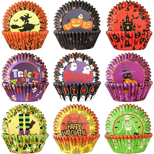 Halloween Cupcake Liners - Ghost Pumpkin Baking Cups Set of 450, 9 Designs
