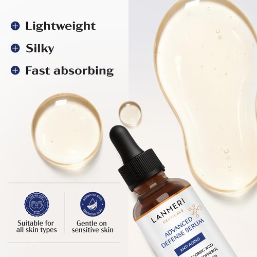 Lanmeri Ceuticals 15% Vitamin C + E + Ferulic Serum: Advanced Antioxidant Defense Formula with 1% Vitamin E & 0.5% Ferulic Acid – High-Stability Vitamin C Serum (1 fl oz)