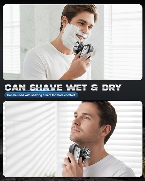 Head Shavers for Blad Men, 7D Floating Blades Electric Head Shaver, IPX7 Waterproof Wet Dry Bald Head Shaver, 7D Magnetic Detachable Rechargable Shavers, Gifts for Man Male Boyfriends Husband