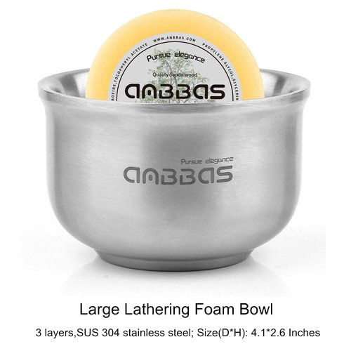 Anbbas Badger Hair Shaving Brush with Wood Handle,Stainless Steel Razor and Brush Stand, Shaving Bowl with Shaving Soap Bar 4in1 Set for Men Wet Shave