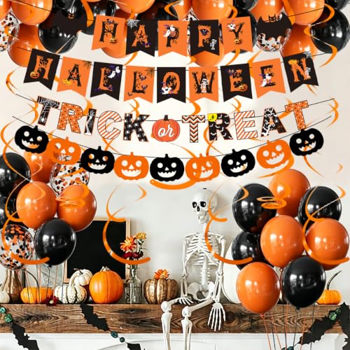 Halloween Balloons Set with Banners & Decorations for Party