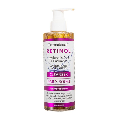 DERMATOUCH Retinol Face Cleanser, Daily Face Wash With Hyaluronic Acid, Cucumber, and Vitamins for Normal to Dry Skin, Hydrating Antioxidant Formula, Clean Skin Care, Made in USA, 8 Fl Oz