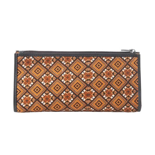 Myra Bag Pouch for Women - Southwestern Aztec Canvas Cosmetic Makeup Bag for Travel - Brown