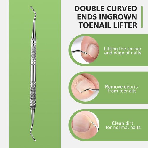 BALUCA Toenail File for Thick Nails & Ingrown Relief | Heavy Duty Metal Emery Board with Toenail Lifter for Seniors, Coarse Grit & Durable Stainless Steel Design (Silver, 1.0, Count, 180/240 Grit)