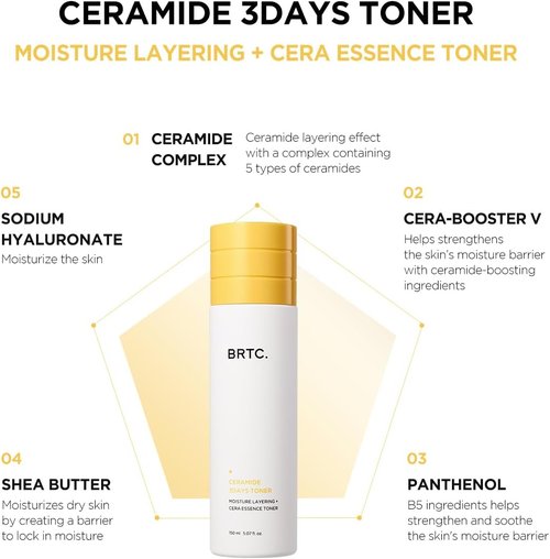 BRTC Ceramide Toner - Moisture Solution for Dry & Dull Skin | Korean Skincare (150ml, 5.70 fl. oz)