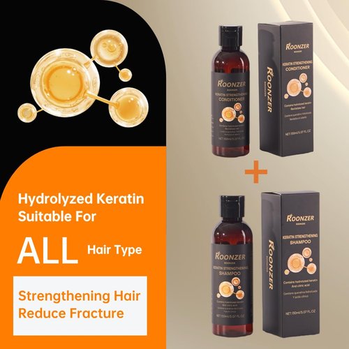 Keratin-Infused Shampoo & Conditioner Set - Deep Cleanse & Intense Hydration | Strengthening Anti-Frizz Formula, 2x150ml