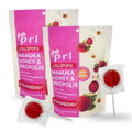 P.R.I Strawberry Manuka Honey Lollipops - Throat Soothing Pops with Propolis & Menthol | 24 Count