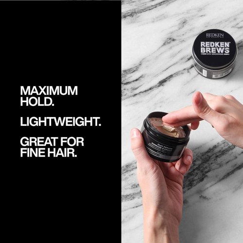 Redken Brews Clay Pomade For Men - High Hold & Matte Finish for Fine to Medium Hair