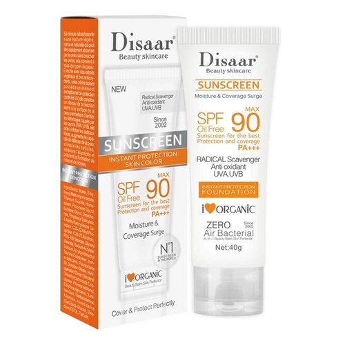 DISAAR BEAUTY Sunscreen SPF 90 - Oil-Free Sunblock with UVA/UVB Protection | Moisturizing Formula, 40g (1.41oz)