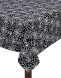 Halloween Spider Web Cotton Tablecloth - Black White 60x84 Inch Rectangular