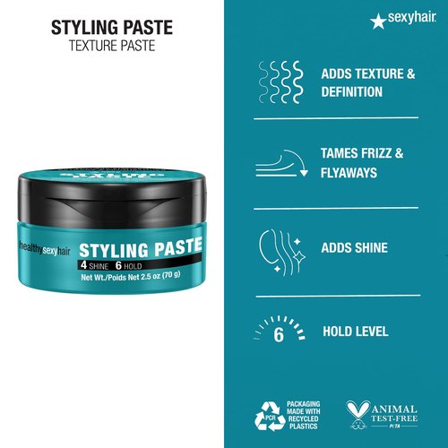 SexyHair Healthy Styling Paste - Medium Hold Texture Paste for All Hair Types | Satin Finish
