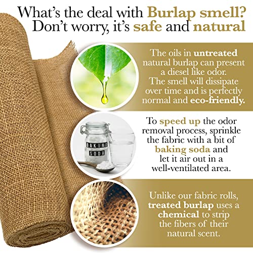Burlap Fabric Roll 12x30 Ft No-Fray Jute Table Runner for Rustic Weddings Crafts