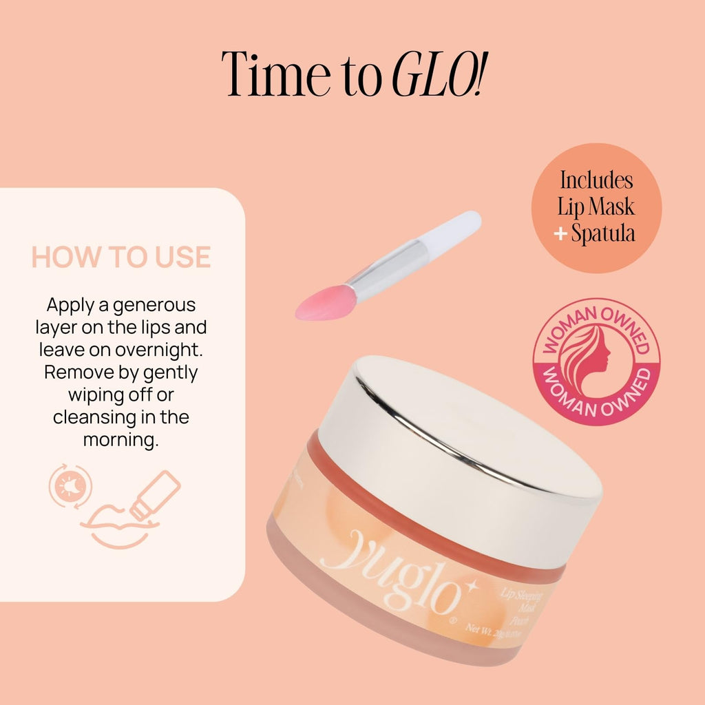 YUGLO Lip Sleeping Mask | Peach Flavor | Hydrating & Soothing Lip Treatment for  Dry, Chapped Lips | Plumps & Moisturizes | Overnight Lip Repair