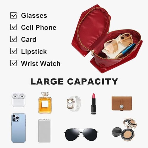 RRISETAG Goth Makeup Bag PU Leather Coffin Bag Halloween Purses Goth Purse Coffin spooky purses for women red y2k purse