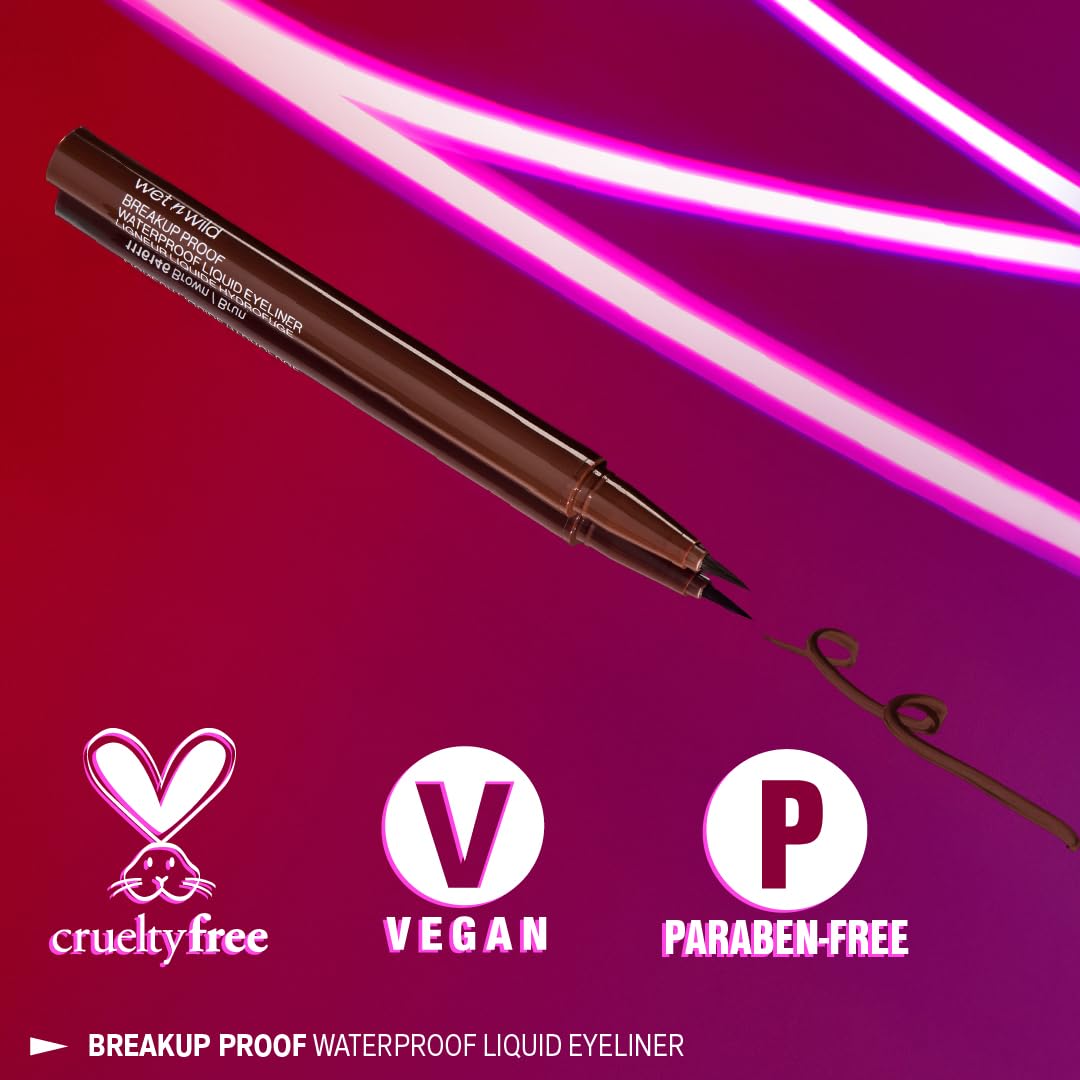 Wet n Wild Mega Last Liquid Eyeliner - Waterproof, 16-Hour Wear, Ultra-Fine Brush - Brown, Cruelty-Free & Vegan