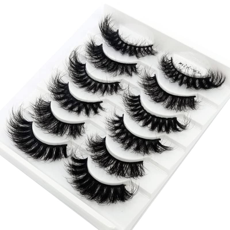 False Eyelashes 6 Pairs Cat-Eye Fluffy Faux Mink Lashes 8D Wispy Style Mix-02