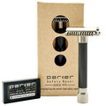 Parker Adjustable Double Edge Safety Razor - Customize Your Shave from Mild to Aggressive | 5 Blades Included (Graphite Gray)