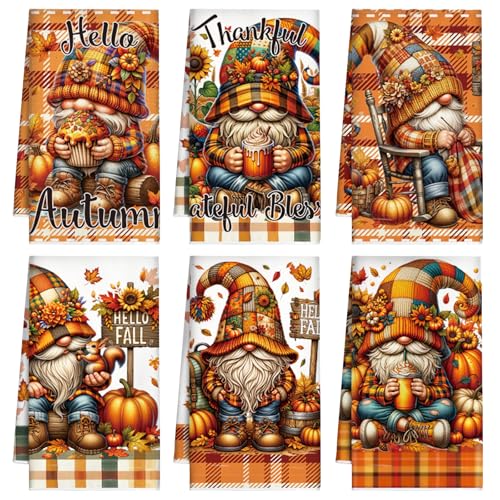 Autumn Pumpkin Fall Kitchen Towels Set of 6 - Harvest & Halloween Decor