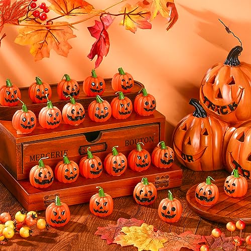 Halloween Pumpkin Candle Set - Cute Ghost Face Tealights, 24 Pieces - Pumpkin Variation