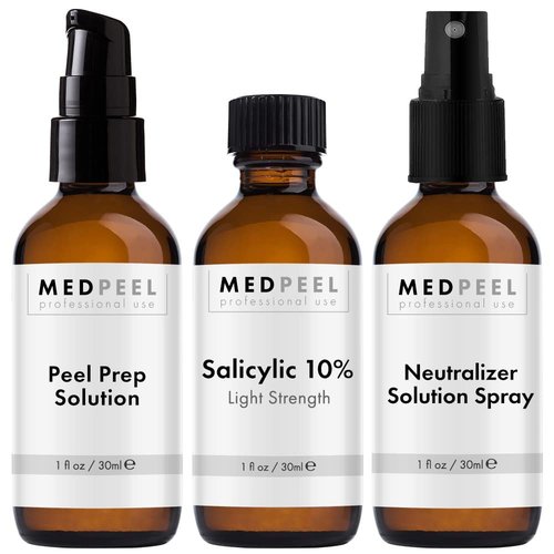 MedPeel Salicylic Acid 10% Peel Kit - Professional Grade Exfoliating Face Peel for Beginners | 1oz/30ml (Set of 3)