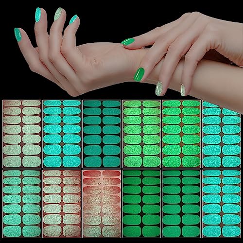 Luminous Self-Adhesive Nail Polish Strips - Bright Color Full Nail Wraps with Nail File - Variation: Luminous
