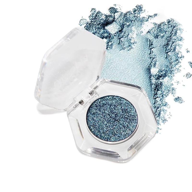 Blue Aurora Holographic Glitter Single Eyeshadow - Pearlescent Shimmer, Long-Wear Waterproof, Multi-Use Face Highlighter, 2g
