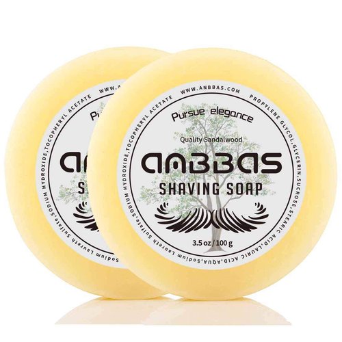 Anbbas Sandalwood Shaving Soap Puck Refill - Traditional Wet Shave for Men | 2pcs, 7oz
