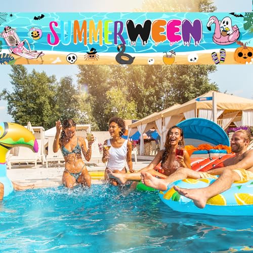 Summerween Banner - Summer Halloween Party Decorations 8.2x1.6ft - Summer Halloween Decor