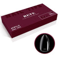 BETE Medium Almond Clear Acrylic Nail Tips–224Pcs 16 Sizes with Half Sizes, Tipex Instant Apex Full Cover False Nails, Pre-Shaped Strong Thick Press On Nails for Home & DIY Manicure