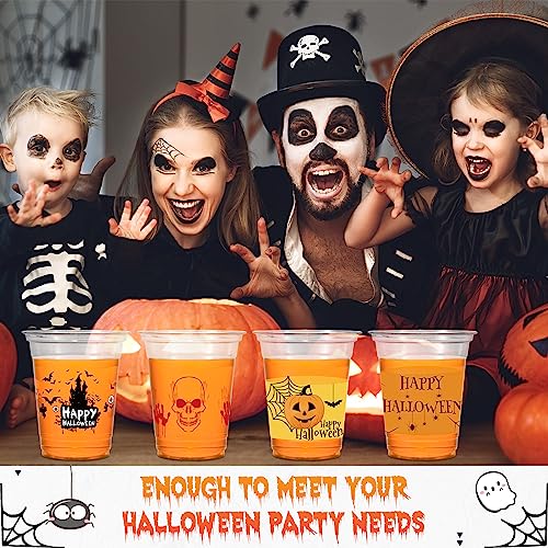 Halloween Clear Plastic Cups 100 Count - Disposable Party Drinkware