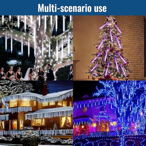 Outdoor Christmas Meteor Shower Lights 8 Tubes Waterproof Icicle String Lights