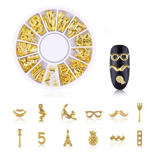 DANNEASY 6 Boxes 3D Gold Nail Charms for Summer Women Nail Jewels Metal Shell Cross Butterfly Nail Art Charms Nail Studs Nail Jewelry for Acrylic Nails DIY Craft Nail Decoration