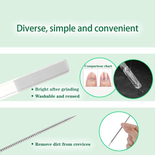 Geounzay 11 Piece Set Ingrown Toenail Pedicure Tool Kit, Stainless Steel Nail Care Treatment for Nail Correction, Polish Pain Relief