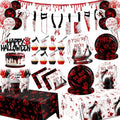 Halloween Party Supplies 142pcs Killer Dinnerware Set Bloody Plates Napkins Cups