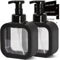 SVLX YIXVN Foaming Soap Dispenser, 2 Pack 300ml (10oz) Plastic Refillable Foaming Hand Soap Dispenser with 16 Pcs Waterproof Labels, Foam Pump Bottle for Bathroom and Kitchen (Black)