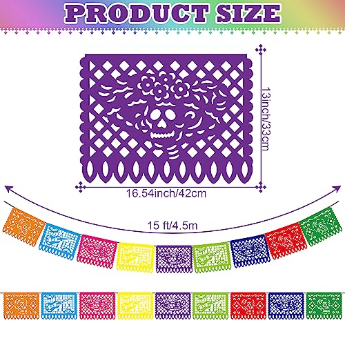 450 FT Mexican Papel Picado Banner for Fiesta Party - Multicolor, Durable & Reusable, Bulk 30 Banners - Variation of THIS listing