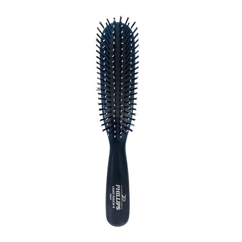 Phillips Brush Co Light Touch 8 Hair Brush - Black Detangling Brush with Twin Beaded Nylon Bristles