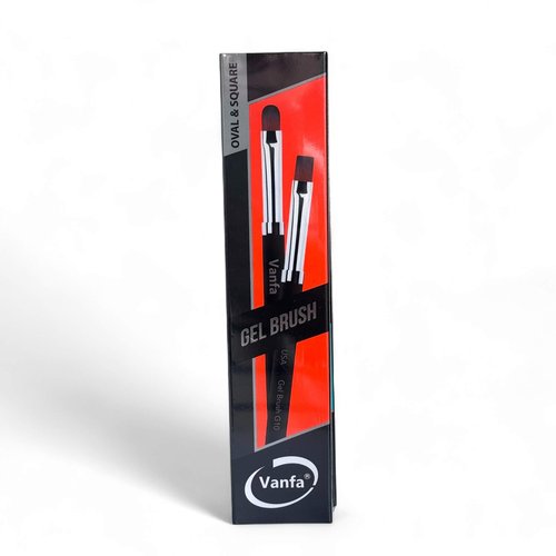 Vanfa Gel Nail Brush set for Builder Gel, Polygel, HardGel, Nail Painting (G10 set, 1 Oval + 1 Square) #79039