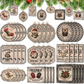 Halloween Gothic Skeleton Christmas Ornaments - 36 Dark Wooden Spooky Decor Pieces