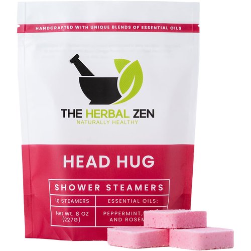 Head Hug Shower Steamers Aromatherapy for Relief - USA Made Valentines Day Gift for Her and Him - Peppermint & Rosemary Shower Bomb Tablets – Soothing Natural Essential Oils (10 Pack)