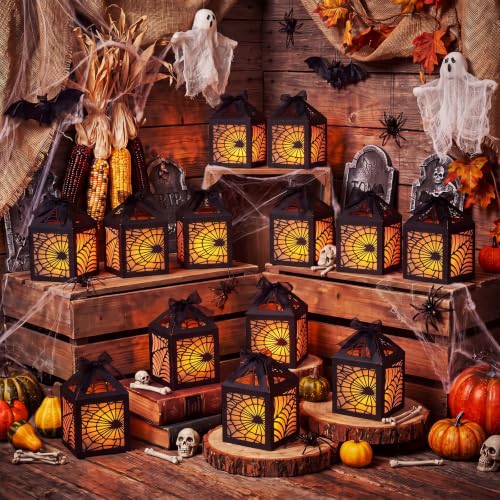 Halloween Spider Web Lantern Centerpieces - Black, 15 Pcs - Easy Assembly