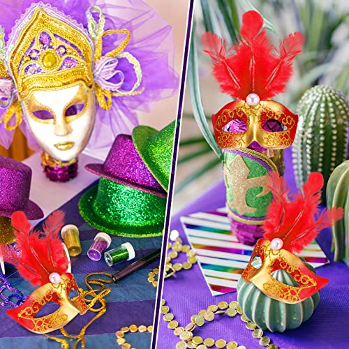 Halloween Mini Cake Toppers - Red Masquerade Masks, 24 Pcs