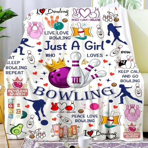 Bowling Themed Blanket Gifts for Women & Adults - 50x40 Inches - Bowling Accessories